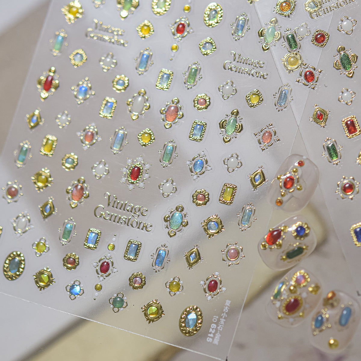 Baroque Gemstone Nail Art Stickers Vintage Gold Jewel Decals