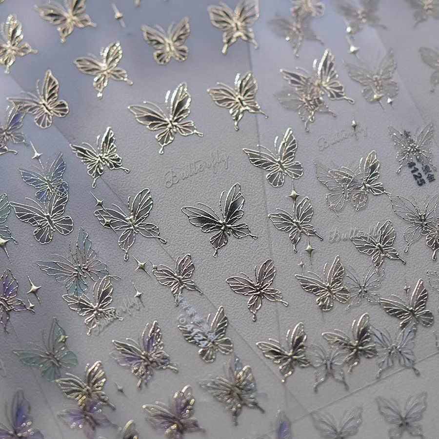 3D Butterfly & Floral Nail Stickers | Iridescent Decals for DIY Nail Art to4124