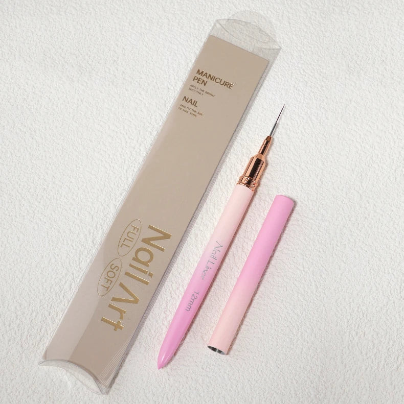 6pcs Ombre Pink Nail Art Liner Brushes Sizes 6/9/12/15/18/25mm