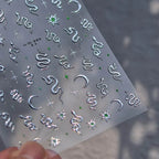 Gold Snake Nail Art Stickers Adhesive Embossed Metal Silver Snake Sticker Decals TA365