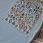 3D Vintage Baroque Nail Stickers Metallic Rose & Frame Decals MS822