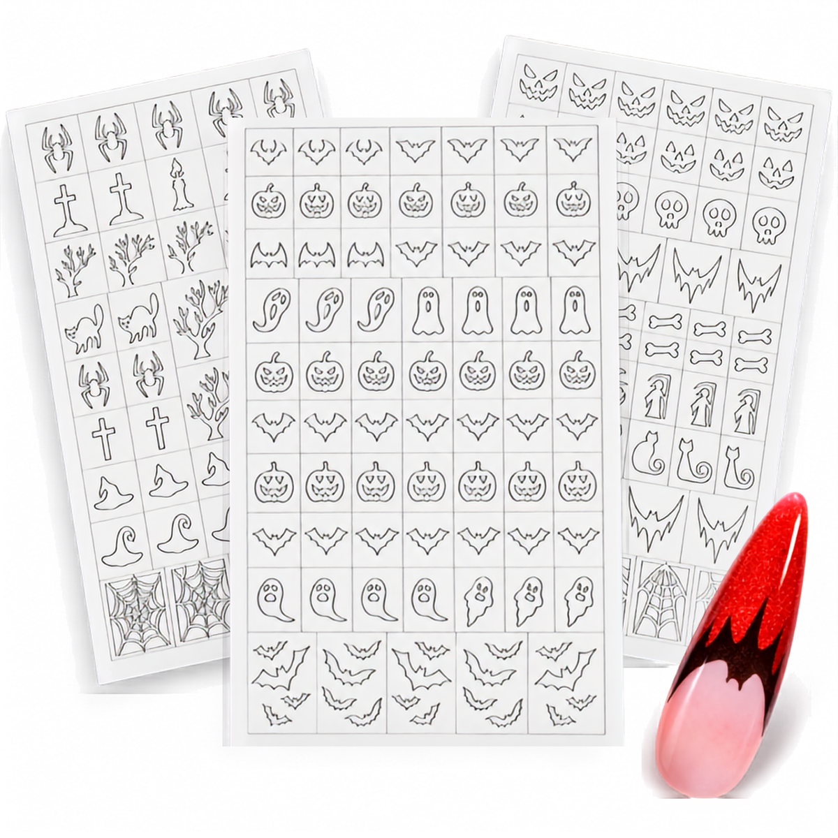 Halloween Nail Stencils – 3 Sheets for Easy Spooky Nail Art