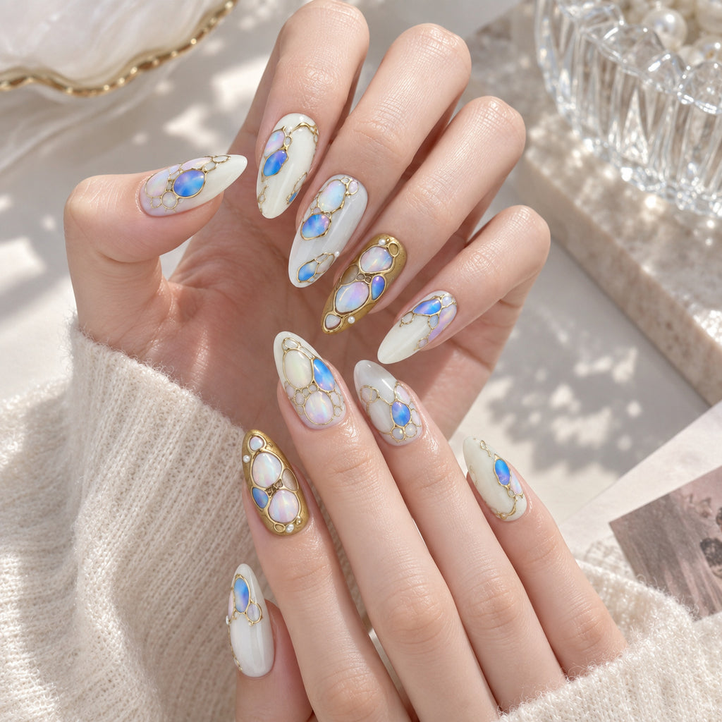 Abstract Geometric Nail Stickers - Glitter Metallic Gem Decals 6184