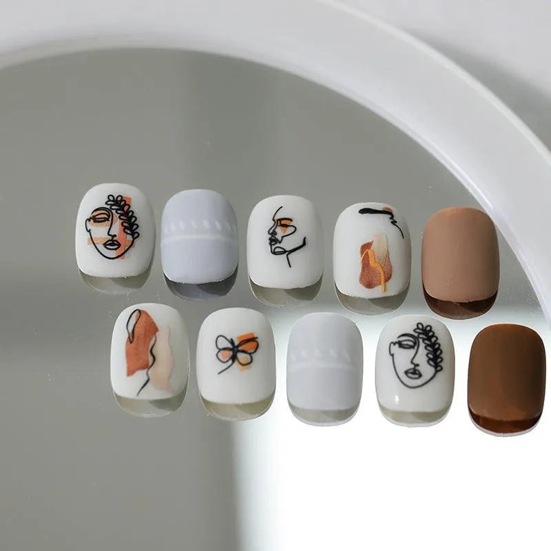 Abstract Line Art Face Nail Stickers Chic Minimalist Artistic Nail Decals TS2835