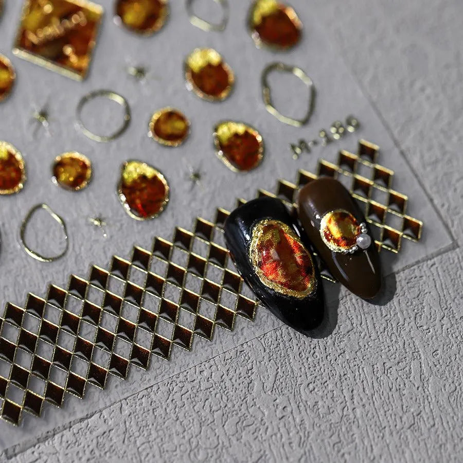 Amber Print Nail Art Stickers Tortoiseshell Amber Design Adhesive Sticker Decals M186