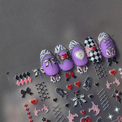 Angel Wings Nail Art Stickers Adhesive Embossed Devil Sticker Decals to3023