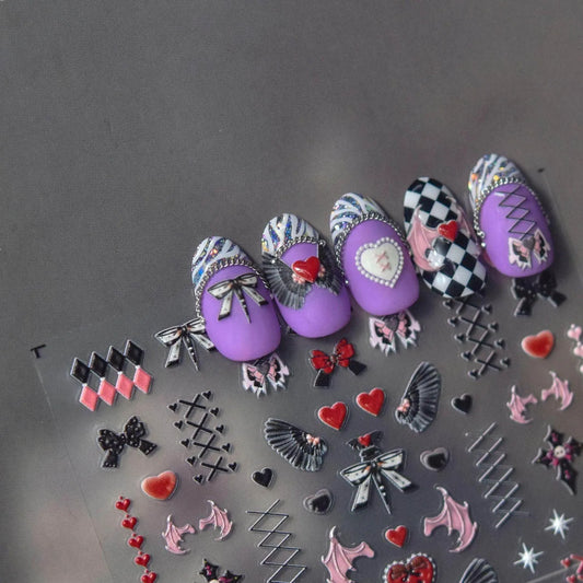 Angel Wings Nail Art Stickers Adhesive Embossed Devil Sticker Decals to3023