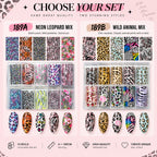 Animal Print Nail Foil Collection – 10 Leopard & Zebra Designs 189
