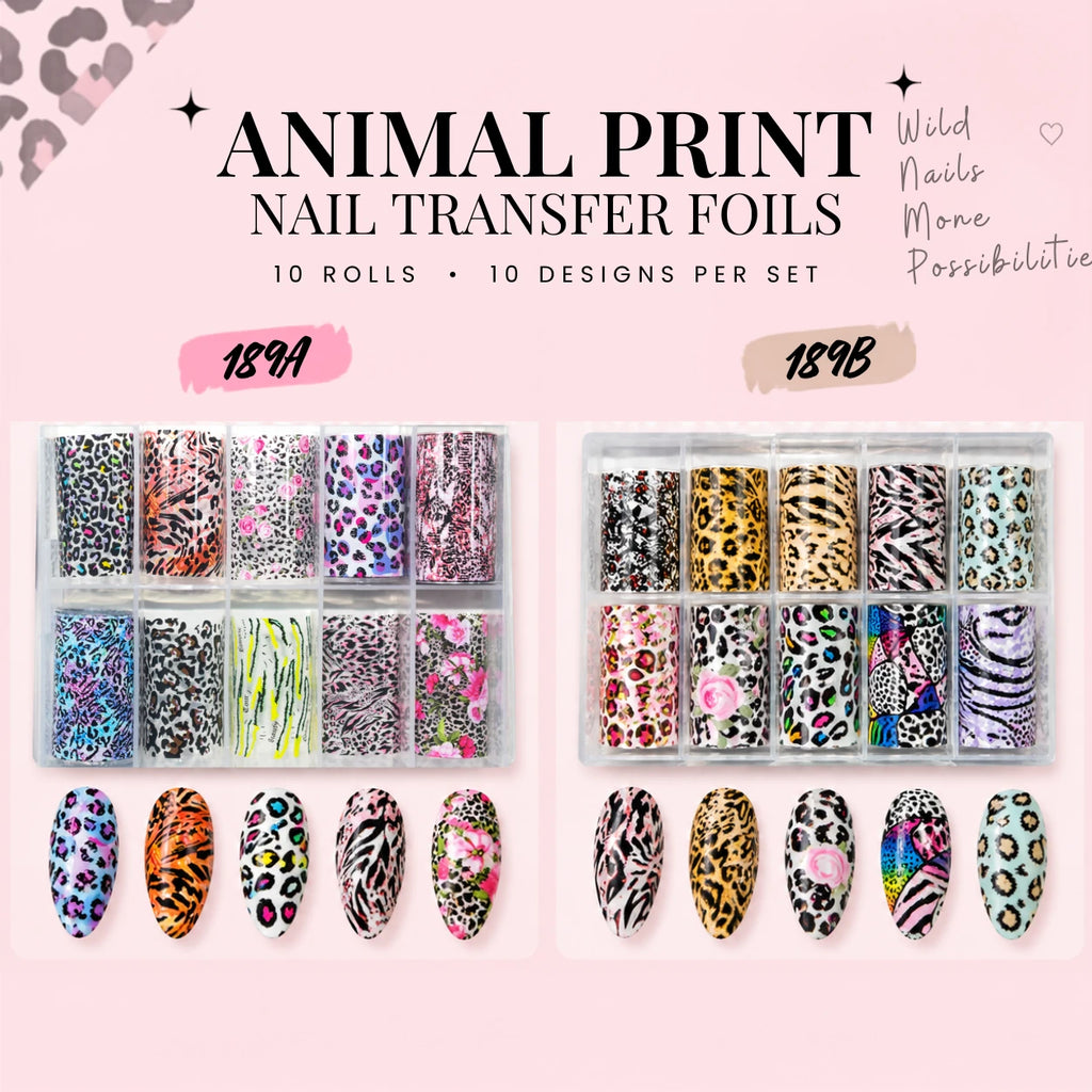 Animal Print Nail Foil Collection – 10 Leopard & Zebra Designs 189