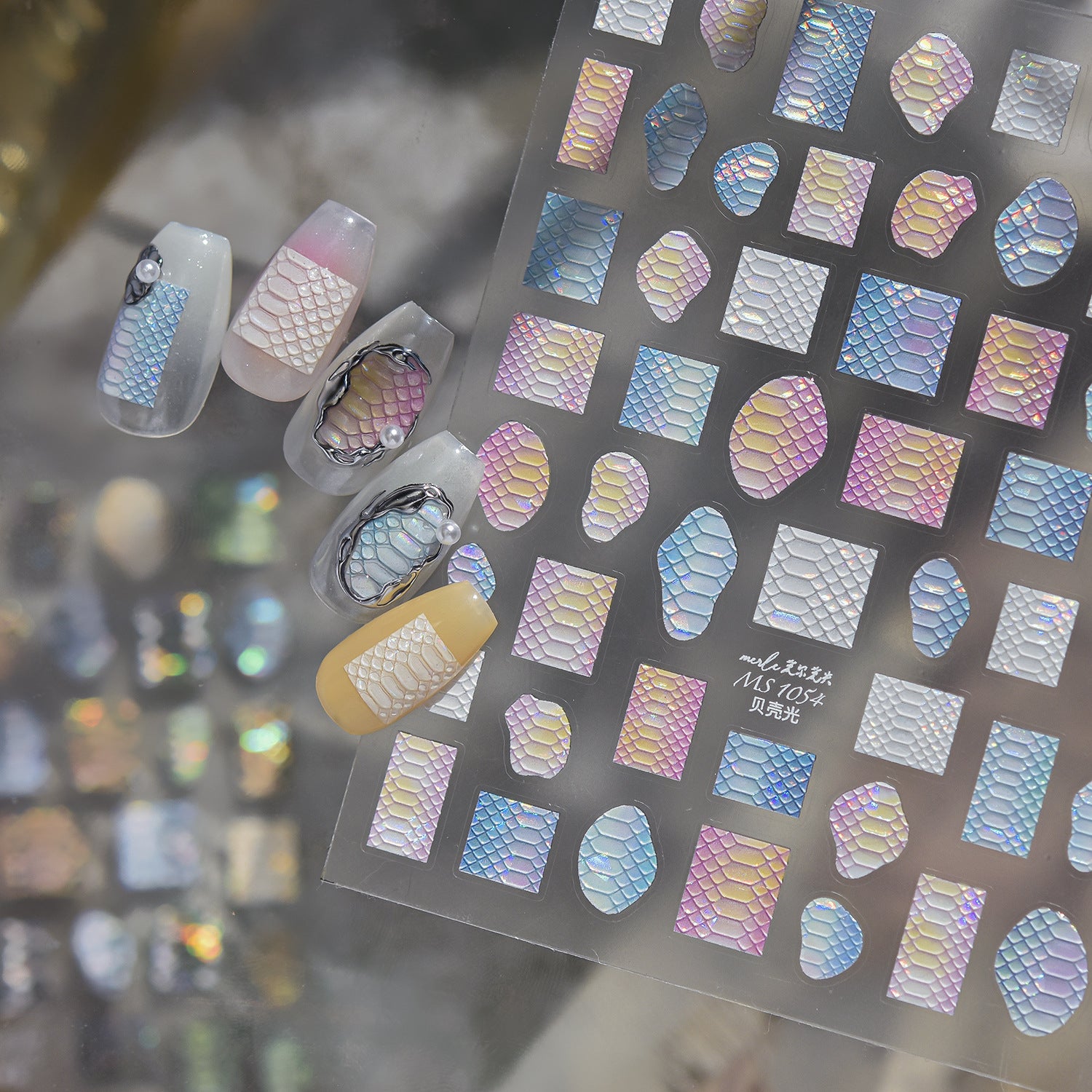 Aurora 3D Snake Print Nail Stickers 1054