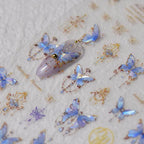 Aurora Butterfly Nail Art Stickers Adhesive Embossed Butterfly Lace Sticker Decals to3291