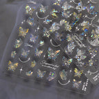 Aurora Butterfly Nail Art Stickers With Beads Shell Light Butterfly Wings Adhesive Sticker Decals to4042 