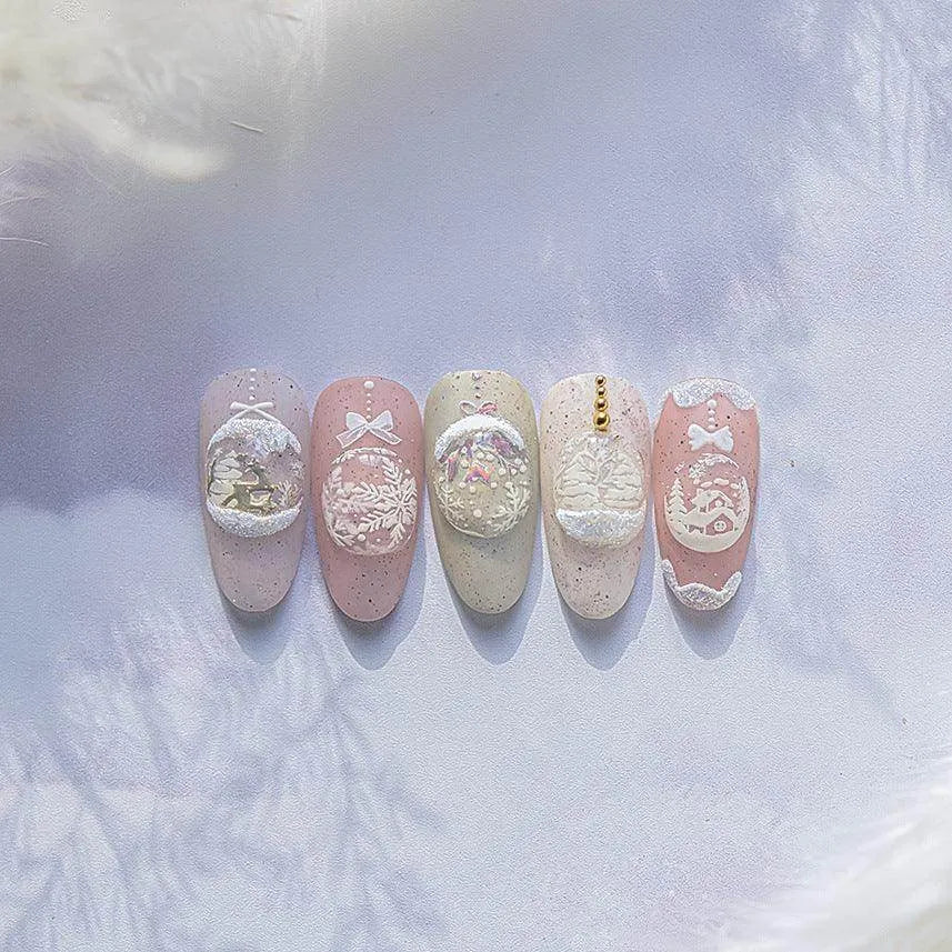 Aurora Crystal Ball Nail Art Stickers Snowball 3D Adhesive Embossed Sticker Decals to4483