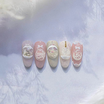 Aurora Crystal Ball Nail Art Stickers Snowball 3D Adhesive Embossed Sticker Decals to4483
