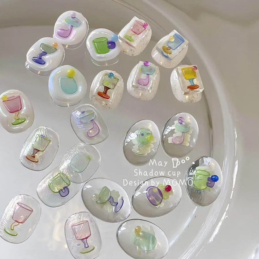 Aurora Glass Cup Nail Art Stickers Adhesive Glaze Wine Cup Sticker Decals to4003