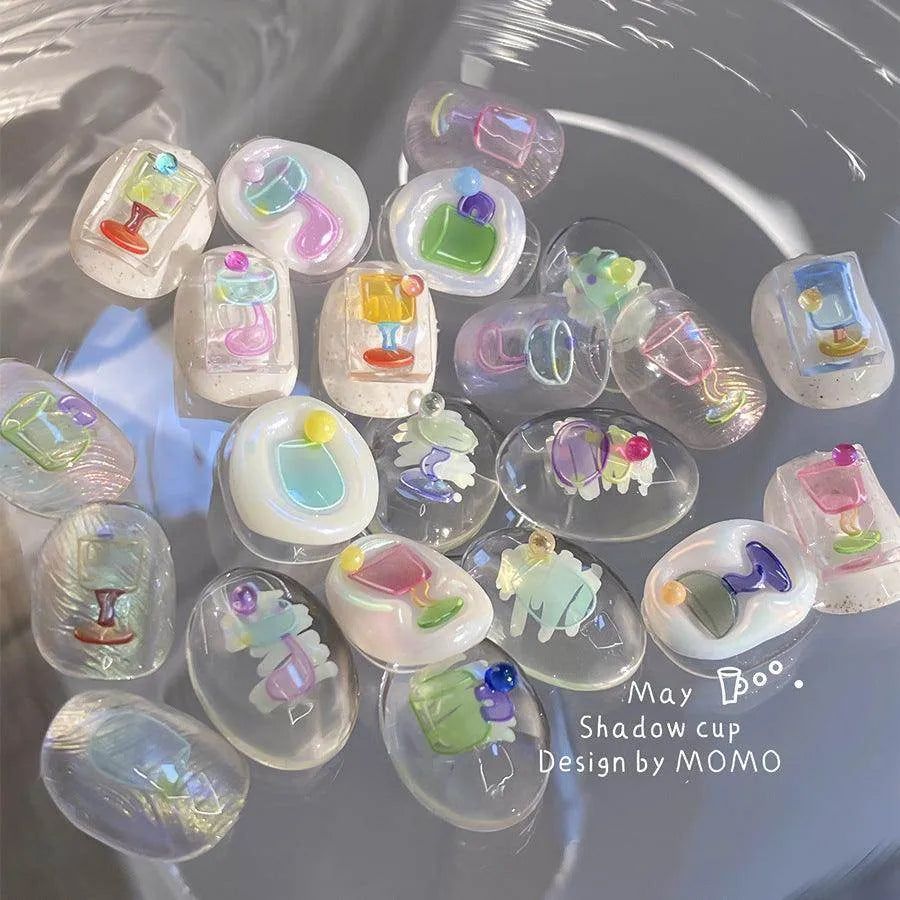 Aurora Glass Cup Nail Art Stickers Adhesive Glaze Wine Cup Sticker Decals to4003