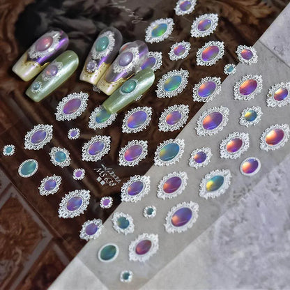Aurora Jelly Album Nail Art Stickers Aurora Light Adhesive Embossed Sticker Decals 
