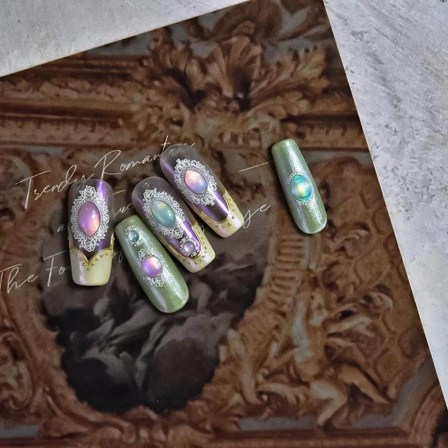 Aurora Jelly Album Nail Art Stickers Aurora Light Adhesive Embossed Sticker Decals 