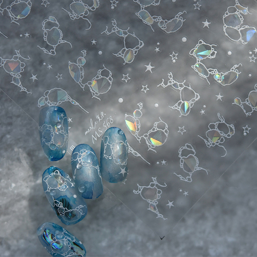 Aurora Light Bubble Nail Art Stickers Water Bubble Marble Decals MS567