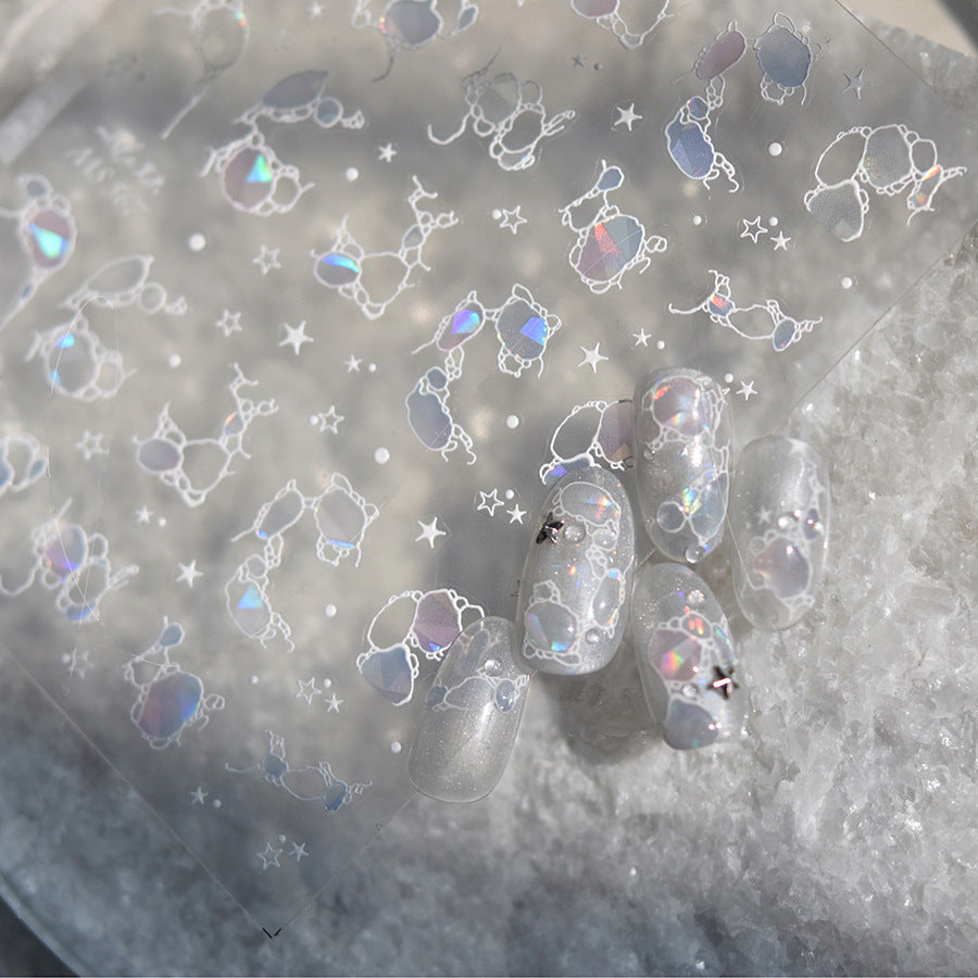 Aurora Light Bubble Nail Art Stickers Water Bubble Marble Decals MS567