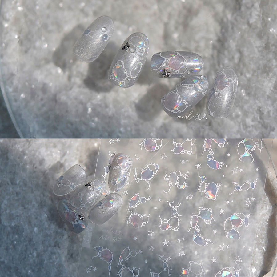 Aurora Light Bubble Nail Art Stickers Water Bubble Marble Decals MS567