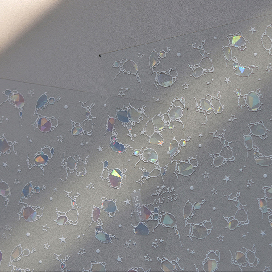 Aurora Light Bubble Nail Art Stickers Water Bubble Marble Decals MS567