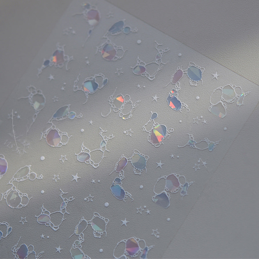 Aurora Light Bubble Nail Art Stickers Water Bubble Marble Decals MS567