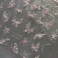 Aurora Light Butterfly Nail Art Stickers Adhesive Embossed Pink Wing Design Sticker Decals MS533