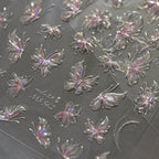 Aurora Light Butterfly Nail Art Stickers Adhesive Embossed Pink Wing Design Sticker Decals MS533