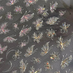 Aurora Light Butterfly Nail Art Stickers Adhesive Embossed Pink Wing Design Sticker Decals MS533