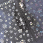 Aurora Light Snowflake Nail Art Stickers Adhesive Embossed Winter Snow Sticker Decals 