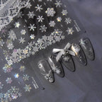 Aurora Light Snowflake Nail Art Stickers Adhesive Embossed Winter Snow Sticker Decals 