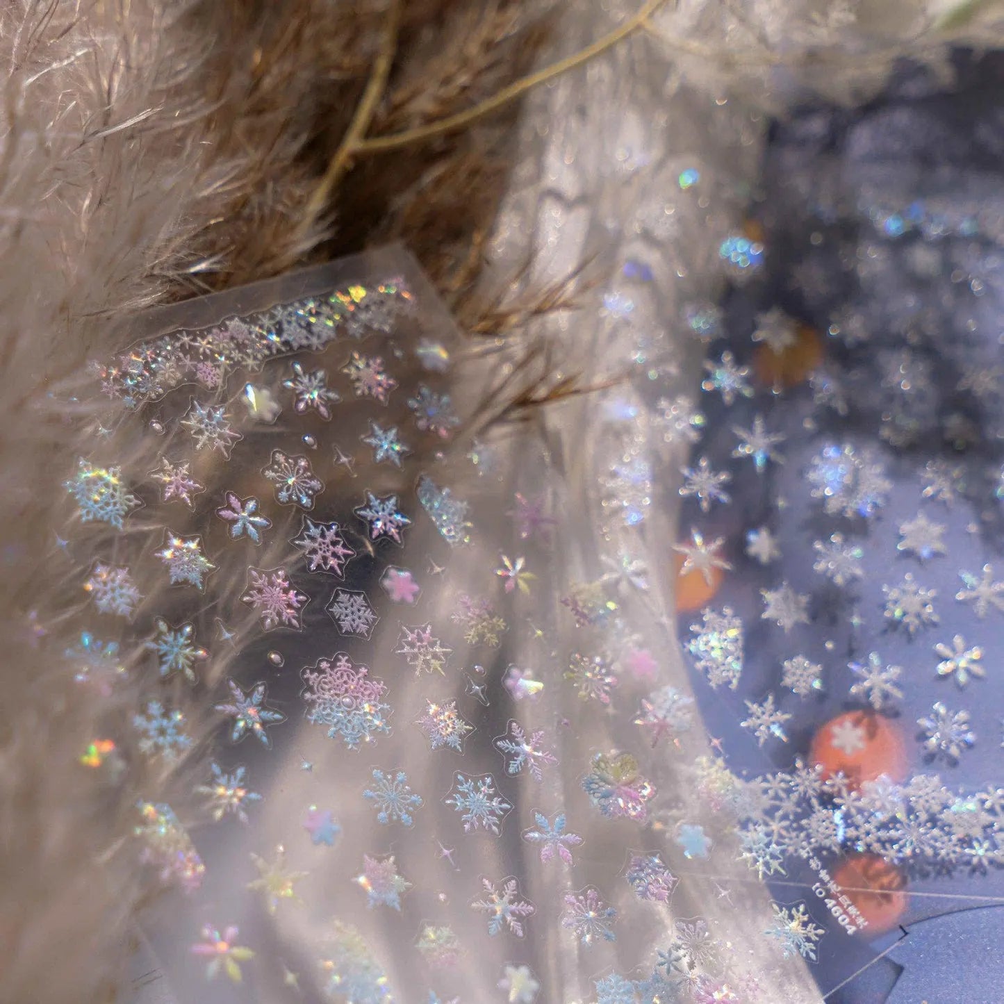 Aurora Light Snowflake Nail Art Stickers Adhesive Embossed Winter Snow Sticker Decals 