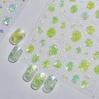Aurora Ocean Swirls Nail Stickers | Y2K Mermaid Shell Decals