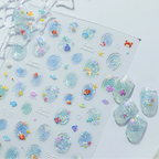 Aurora Ocean Swirls Nail Stickers | Y2K Mermaid Shell Decals