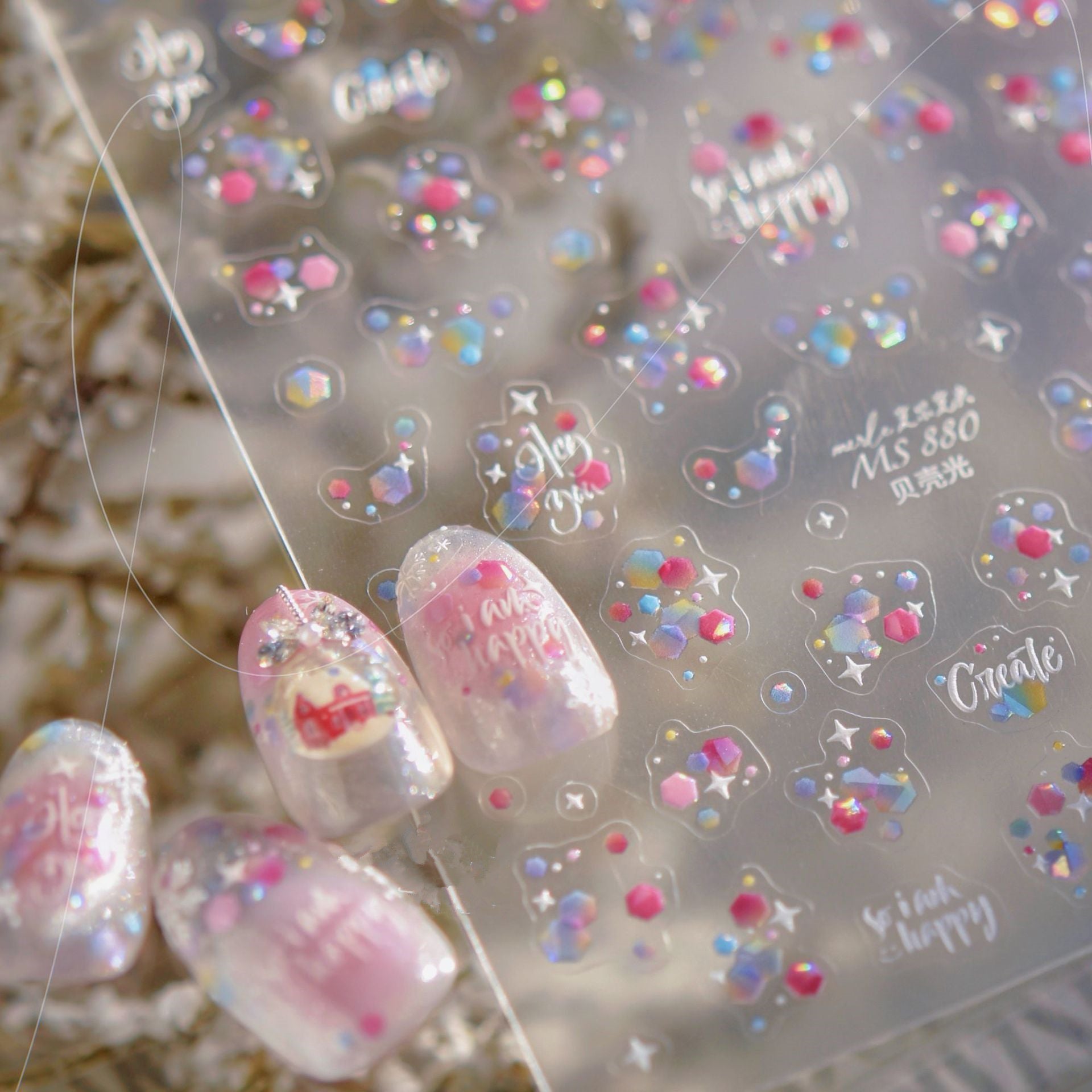 Aurora Sequin Dreamy Cloud Nail Stickers MS880