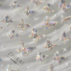 Aurora Shell Light Butterfly Nail Stickers Pink Butterfly Embossed Adhesive Nail Decals 