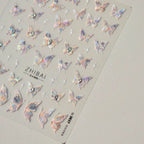 Aurora Shell Light Butterfly Nail Stickers Pink Butterfly Embossed Adhesive Nail Decals 