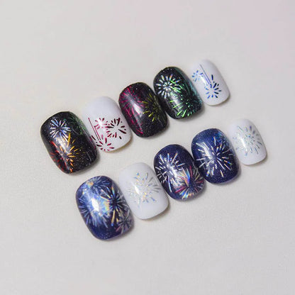 Aurora Shell Light Fireworks Nail Art Stickers Adhesive Embossed Firework Sticker Decals 