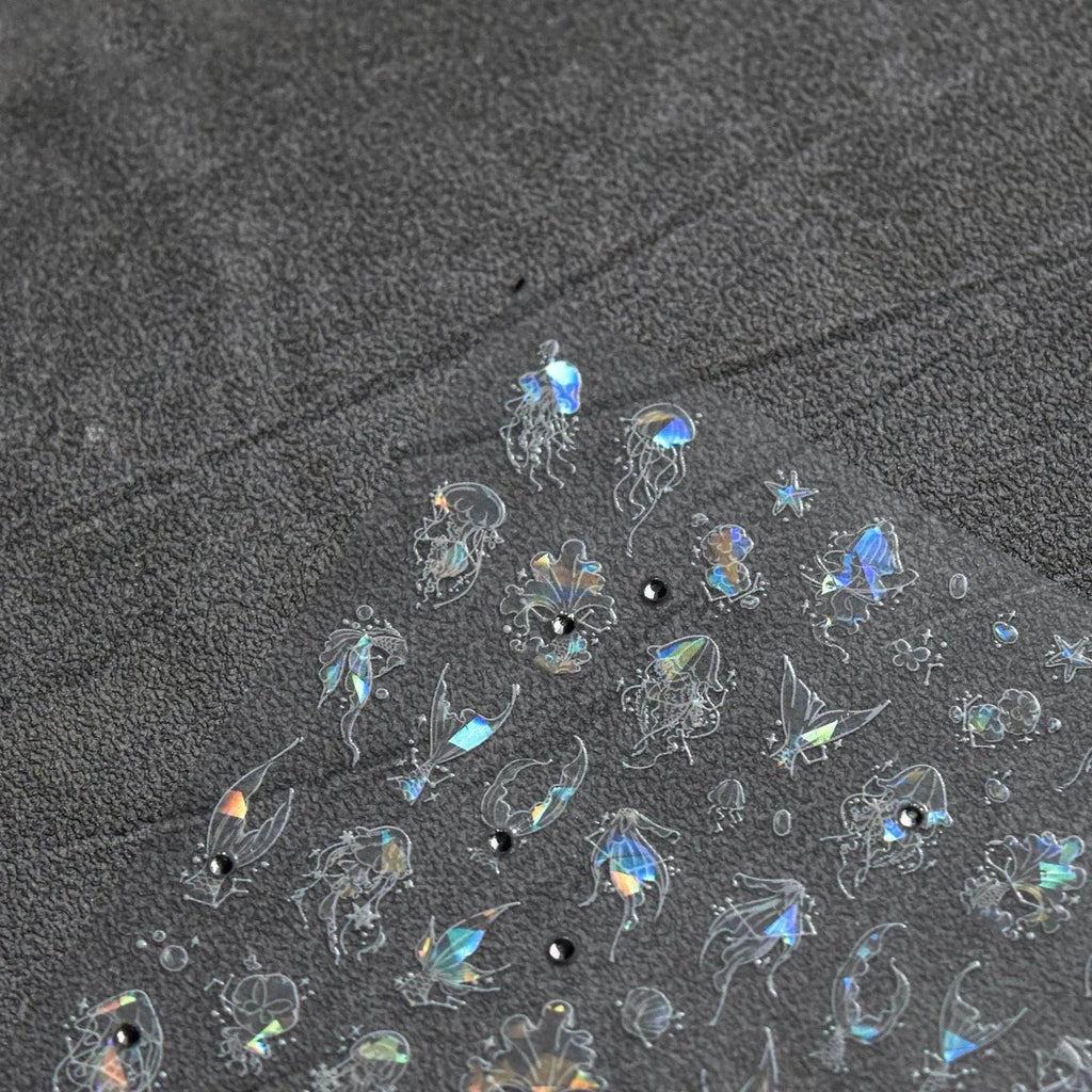 Aurora Shell Light Nail Art Stickers Sea Life Adhesive Embossed Starfish Sticker Decals to3178