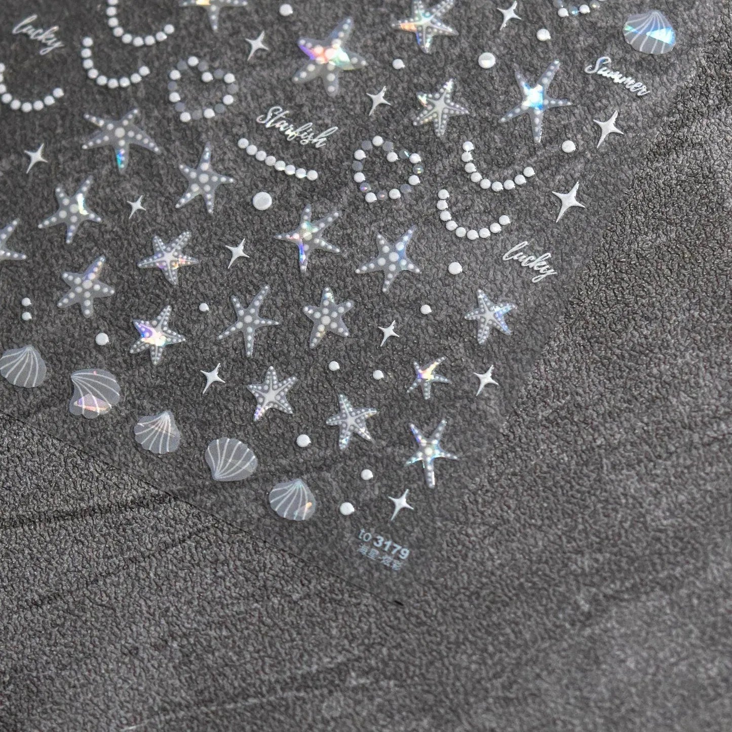 Aurora Shell Light Nail Art Stickers Sea Life Adhesive Embossed Starfish Sticker Decals to3178