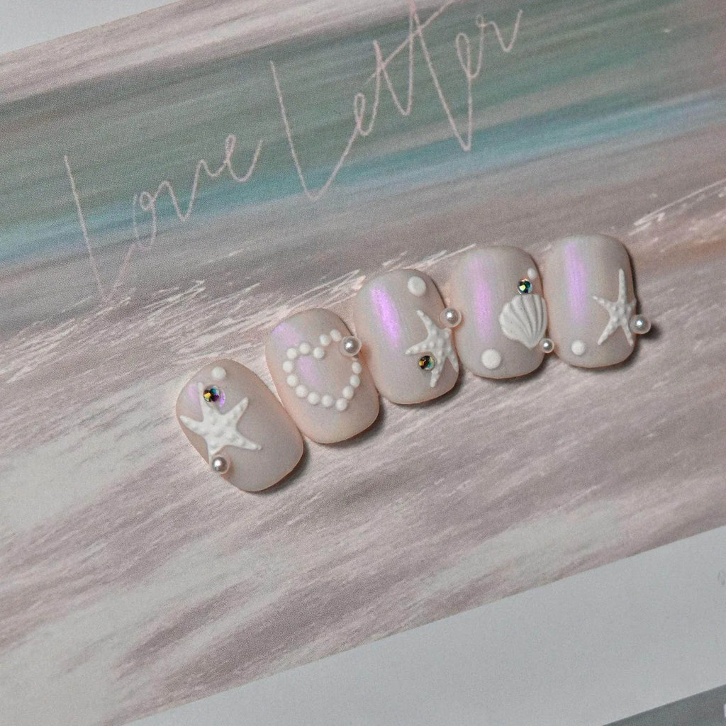 Aurora Shell Light Nail Art Stickers Sea Life Adhesive Embossed Starfish Sticker Decals to3178