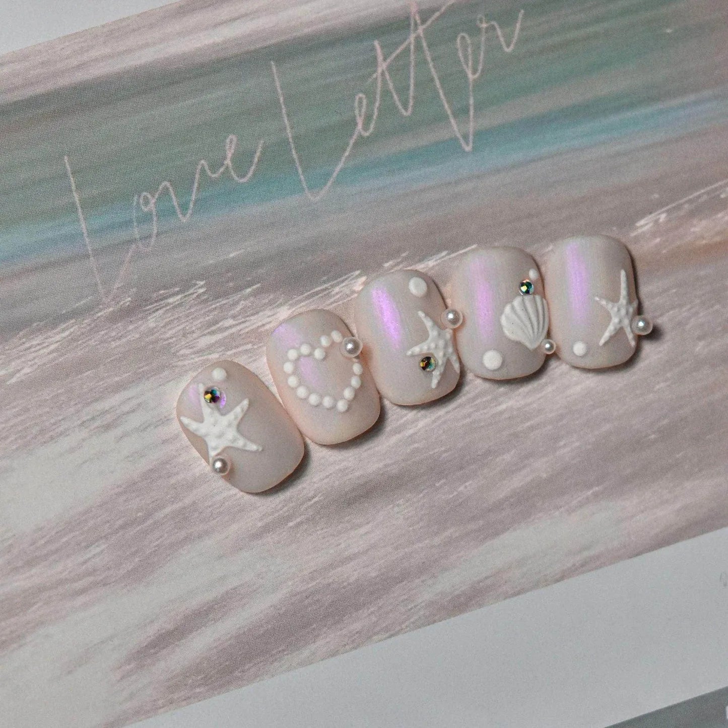 Aurora Shell Light Nail Art Stickers Sea Life Adhesive Embossed Starfish Sticker Decals to3178