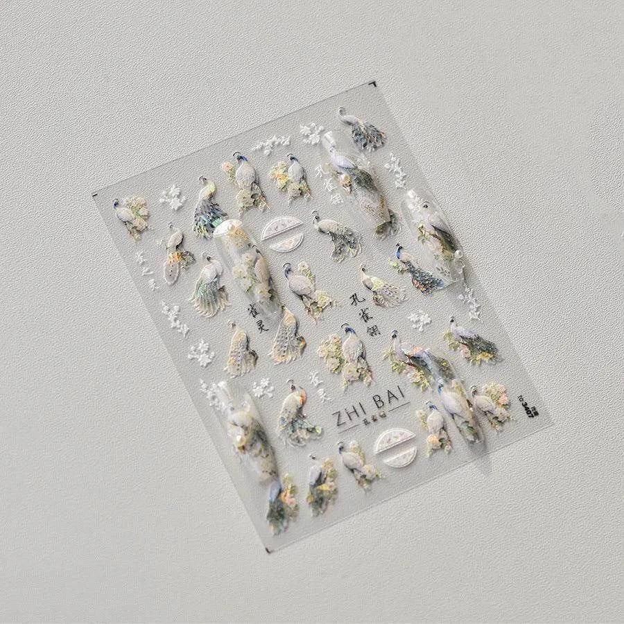 Aurora Shell Nail Art Stickers Peacock Adhesive Sticker Decals 