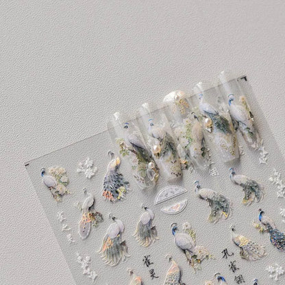 Aurora Shell Nail Art Stickers Peacock Adhesive Sticker Decals 