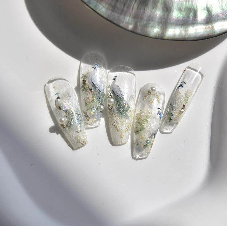 Aurora Shell Nail Art Stickers Peacock Adhesive Sticker Decals 
