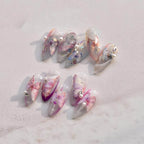 Aurora Shell Pink Butterfly Nail Stickers 5D Embossed Butterfly Nail Decals Manicure Accessories to3392
