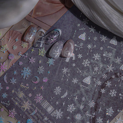 Aurora Snowflake Nail Stickers | Iridescent Winter Holiday Nail Art Decals 5257