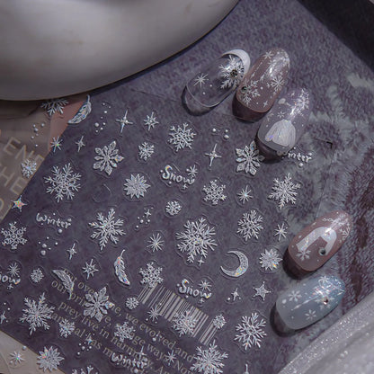 Aurora Snowflake Nail Stickers | Iridescent Winter Holiday Nail Art Decals 5257