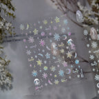 Aurora Snowflake Nail Stickers | Iridescent Winter Holiday Nail Art Decals 5257